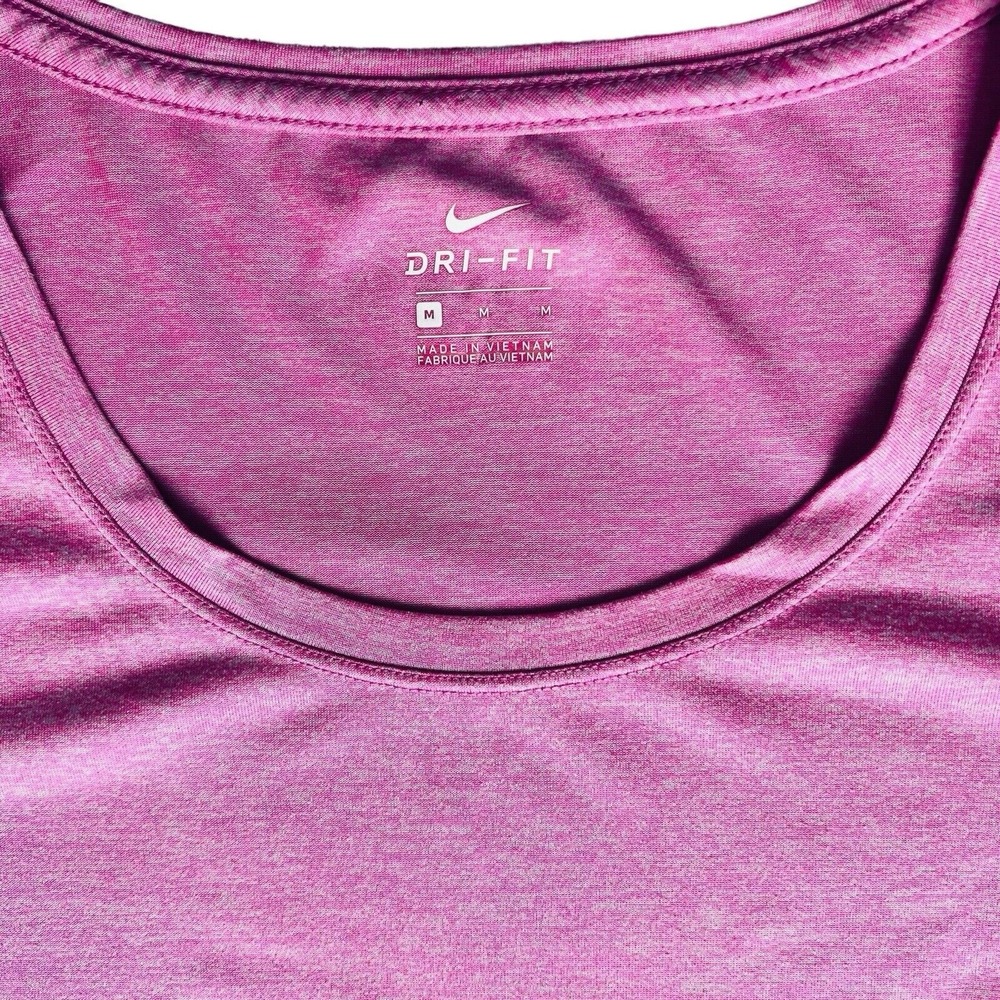 Nike Dri-Fit Womens Pink Gym Shirt Medium Swoosh Logo Activewear Workout Running - Picture 6 of 12